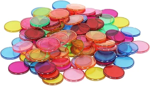 POPULAR PLAYTHINGS 300 fichas de bingo con anillos de acero – Fichas de conteo de bordes de metal duraderas para aprendizaje en el aula, juegos de