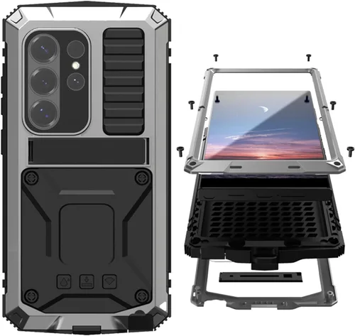 Miniatura 15 de Simicoo Samsung S22 - Funda de metal con protector de pantalla y protector de cámara, resistente a los golpes, con soporte, cubierta completa