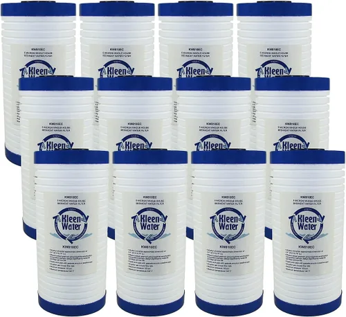 KleenWater KW810EC Cartucho de repuesto para filtro de agua de sedimentos para toda la casa, 5 micras, 4.5 x 9.875 pulgadas (paquete de 12)