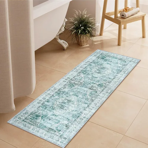 Miniatura 43 de Uphome Tapete de baño color naranja, estilo bohemio y envejecido, tapete de baño pequeño de terciopelo súper acogedor, antideslizante, lavable a