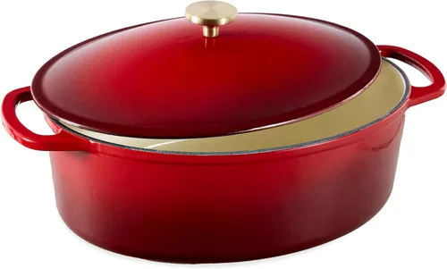 Miniatura 30 de Best Choice Products - Horno holandés redondo de hierro fundido esmaltado de 6 cuartos de galón, utensilios de cocina pretratados de alta