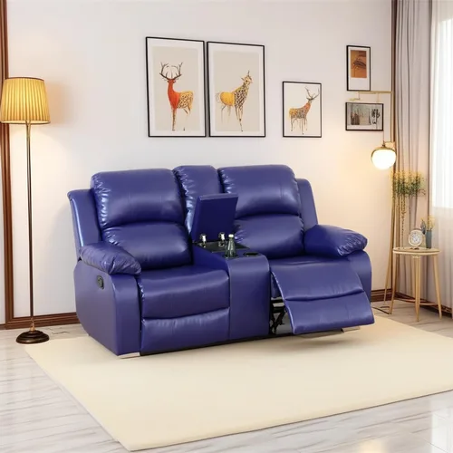 Miniatura 48 de Conjunto de sofá para sala de Estar, sillón reclinable de cuero transpirable, sofá de 3 plazas para cine en casa con portavasos para apartamento