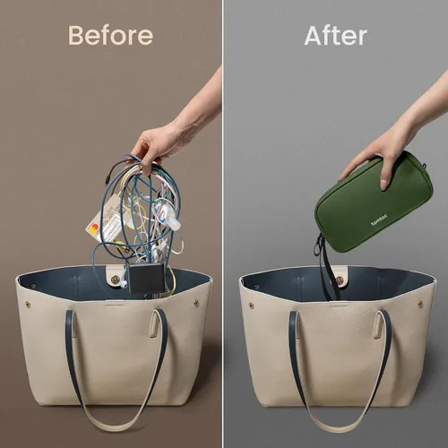 Miniatura 4 de tomtoc Organizador de Electrónicos Estuche de Viaje, Bolsa de Viaje Resistente al Agua Organizador de Cables para Artículos Esenciales, Estuche Verde