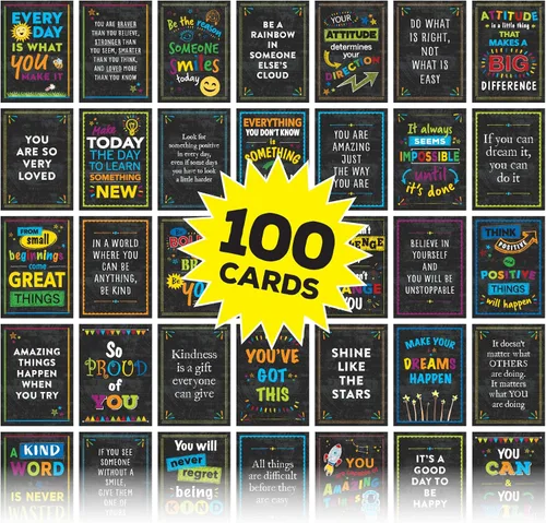 Miniatura 2 de Global Printed Products Tarjetas motivacionales: 100 tarjetas inspiradoras, bondades, motivacionales y con citas. Tamaño de la tarjeta de Pizarra