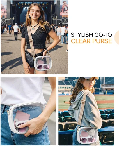 Miniatura 6 de BS-VOG Bolsa transparente para eventos de estadio, bolso transparente para mujer, bolso cruzado de estadio, bolsa transparente para conciertos