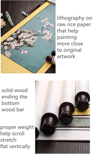 Miniatura 3 de Xzhipeng Pergamino Pintura colgante vertical Flor pájaro Pintura china Porche Pasillo Pasillo Pintura colgante Pergamino Sala de estar Comedor