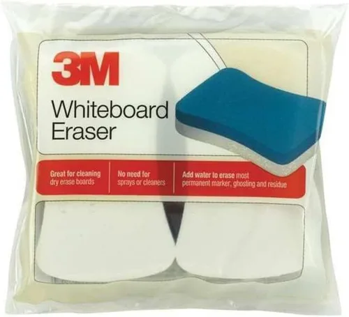 3M Borrador de pizarra blanca para pizarras blancas, paquete de 2, blanco/azul (581-WBE), paquete de 4