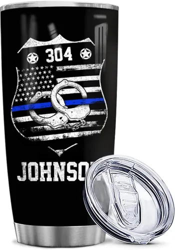 Miniatura 18 de winorax Regalos de oficial de policía personalizados Back The Blue Tumbler Bandera de Estados Unidos, Academia de Policía, regalos de graduación