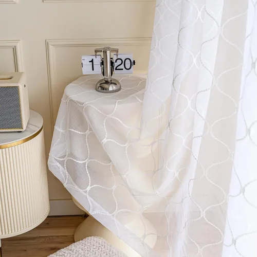 Miniatura 27 de Cortinas traslúcidas blancas de 84 pulgadas de largo, cortinas traslúcidas con bolsillo para barra para sala de estar, dormitorio, 2 paneles, 52x84
