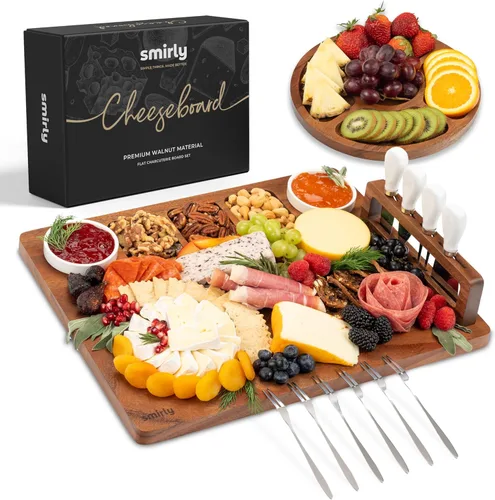Miniatura 13 de SMIRLY Juego de Tablas de Charcutería - Juego de Tabla de Queso de Acacia Grande - Regalos de Inauguración de Casa Nueva, Regalo de Boda