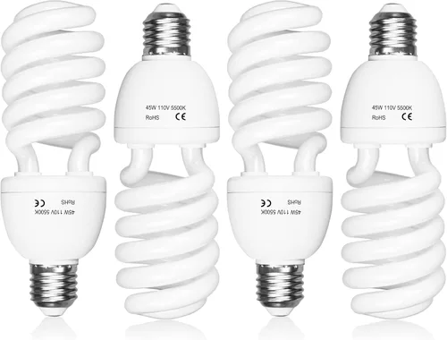 Miniatura 10 de EMART Bombilla de espectro completo, 45 W 5500 K espiral CFL luz diurna para kit de iluminación Softbox, lámpara de repuesto para fotografía