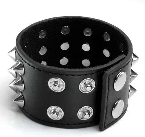Miniatura 2 de Eigso Juego de pulseras de cuero punk para hombres y mujeres, estilo retro de los años 80, estilo motociclista, remaches, remaches, para hombre