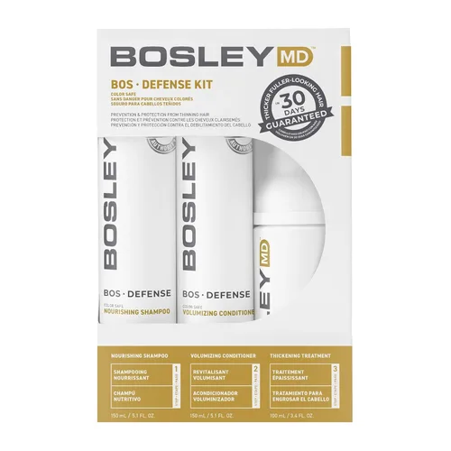 BosleyMD BosDefense - Kit de adelgazamiento del cabello de 30 días para hombres y mujeres, champú de bloqueo DHT, acondicionador voluminizador y