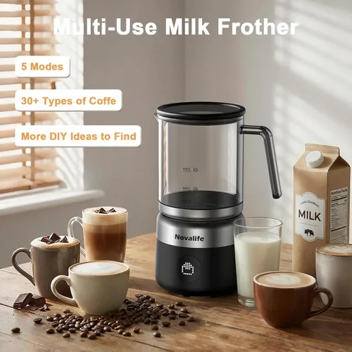 Miniatura 6 de Espumador de leche eléctrico 5 en 1, espumador de leche extraíble y vaporizador de un solo toque para espuma de leche caliente y fría