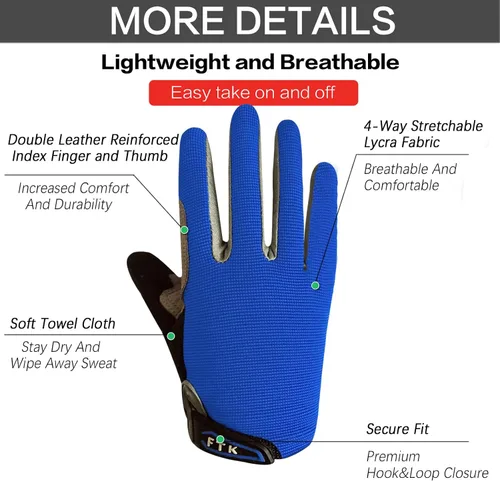 Miniatura 3 de FINGER TEN Guantes de ciclismo para niños y niñas y jóvenes, par de dedos completos, ciclismo de motocross, pantalla táctil, bicicleta de montaña