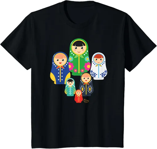 Miniatura 33 de Matryoshka Russian Nesting Dolls, Rusia - Camiseta de regalo, Azul / Patchwork, S