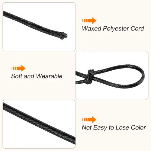 Miniatura 3 de MECCANIXITY Cordón encerado de poliéster encerado de 0.020 in, cuerda de cera de 175 yardas para hacer pulseras, collares, cuentas, joyería y Negro