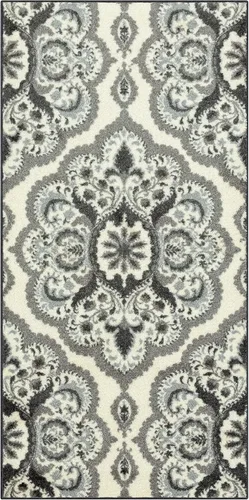 Miniatura 46 de Maples Rugs - Alfombra antideslizante Vivian, para pasillo o entrada, patrón de medallones [fabricada en Estados Unidos], 2 x 6 pies, color gris