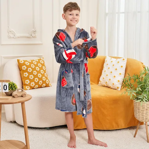Miniatura 4 de V.&GRIN Bata de baño de forro polar con capucha para niños de 3 a 14 años