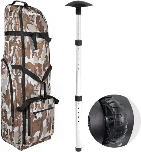 Miniatura 12 de Goloni Bolsa de viaje de golf con ruedas para aerolíneas, funda de viaje resistente al agua para viajes aéreos, equipaje de golf plegable portátil