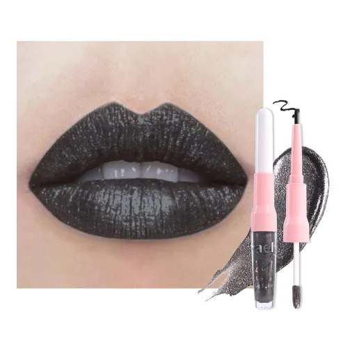Miniatura 25 de evpct Juego de delineador de labios y lápiz labial metálico rosa claro, para mujeres, de larga duración, impermeable, 24 unidades, color rosa claro