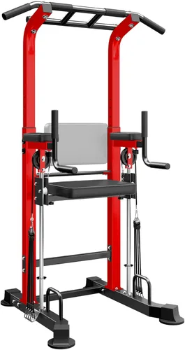 Miniatura 8 de SogesPower Power Tower - Barra de dominadas para gimnasio en casa, multifunción, ajustable, altura ajustable, equipo de entrenamiento de Negro