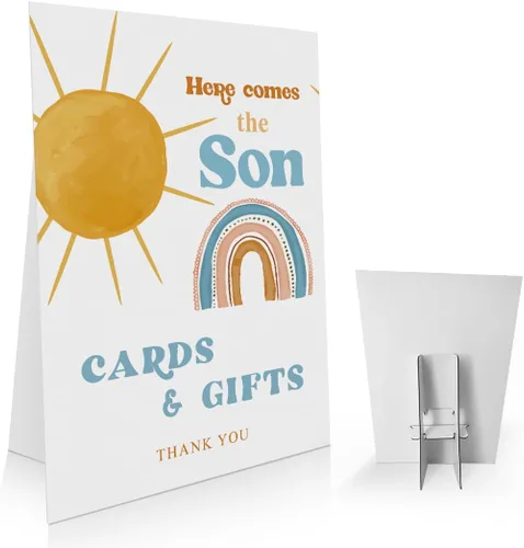 Miniatura 7 de Letrero para baby shower con texto en inglés «Here Comes the Son» de 8 x 11 pulgadas, «Babies are Sweet Please Take a Treat», letrero de baby shower