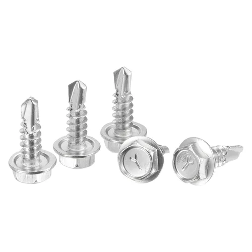 Miniatura 7 de uxcell Tornillos autoperforantes con cabeza de arandela hexagonal, #12 x 1 1/2 "410 Tornillo de chapa autoperforante de acero inoxidable 410, 50