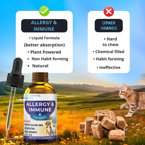 Miniatura 6 de EDUZEBRA Gotas de alivio de alergias para perros y gatos, suplemento natural de apoyo antipicazón, alivia las alergias estacionales, la irritación