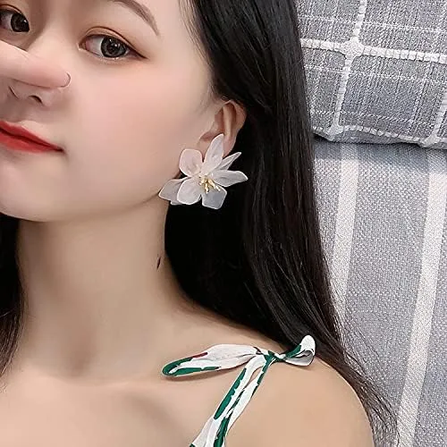 Miniatura 5 de Aretes colgantes únicos hechos a mano con diseño de flores de resina mate grandes y elegantes de acrílico para mujeres y niñas, regalos de joyería
