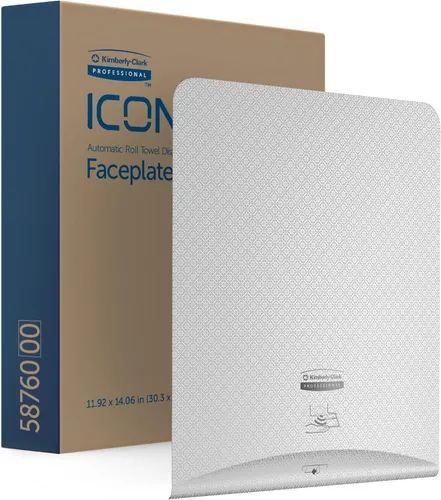 Miniatura 6 de Kimberly-Clark Professional ICON - Placa frontal (58770), diseño de mosaico blanco, para dispensadores automáticos de toallas de rollo duro