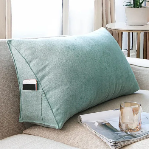 Miniatura 15 de Almohada de cabecera con protección de cintura, almohada de lectura, almohada triangular de cuña, cojín de espalda larga con funda extraíble