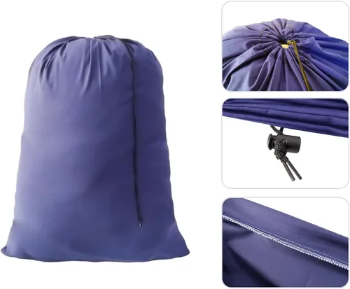 Miniatura 5 de Bolsa de Lavandería Extra Grande Bolsas de Lavandería de Viaje con Cierre de Cordón, 30"x40" Organizador de Ropa Sucia Lavable a Máquina para Azul
