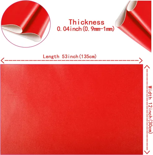 Miniatura 4 de HGUAN Piel Sintética Lisa de Color Sólido Rojo 12"X53" (30cmX135cm), Rollo de Piel Sintética Muy Adecuado para Hacer Manualidades, Aretes de Cuero