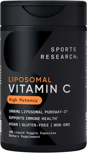 Sports Research® Suplemento de Vitamina C Liposomal de Alta Potencia 1000 mg – Certificado Vegano, Sin OMG, Sin Gluten | Antioxidante y Apoyo