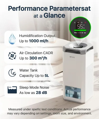 Miniatura 5 de Afloia Humidificador para habitación grande - Humidificador evaporativo 2 en 1 sin niebla y purificador de aire en un combo para el hogar con tanque