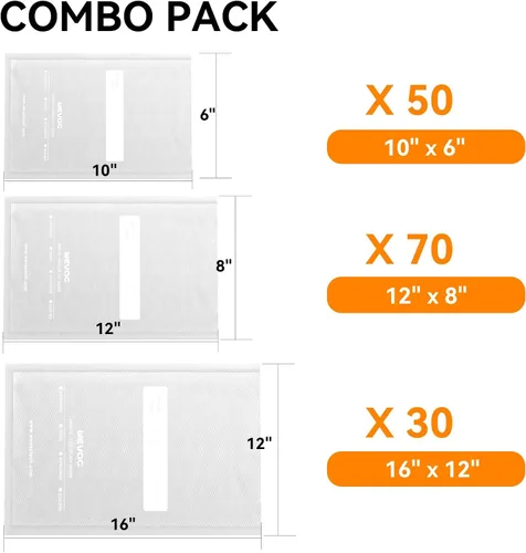 Miniatura 8 de Wevac - Bolsas selladoras al vacío de 6" x 10", 8" x 12" y 11" x 16", 150 unidades, para Food Saver, Seal a Meal, Weston, grado comercial, sin BPA