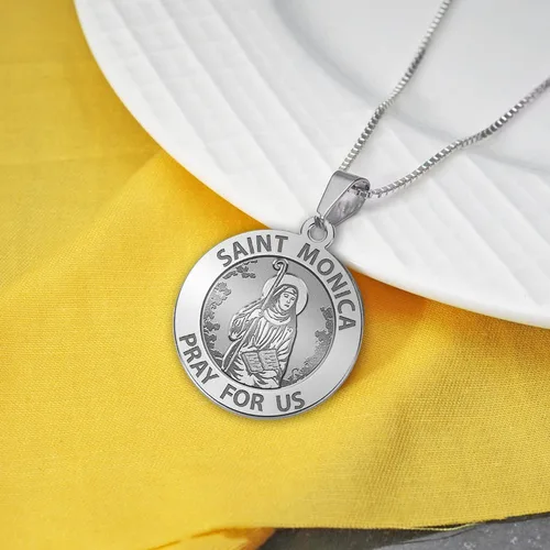 Miniatura 6 de Plata de ley Medalla Saint Monica Religiosadisponible en Solid Oro Blanco De 10K and14K Amarillo o, o, plata de ley, PG71010