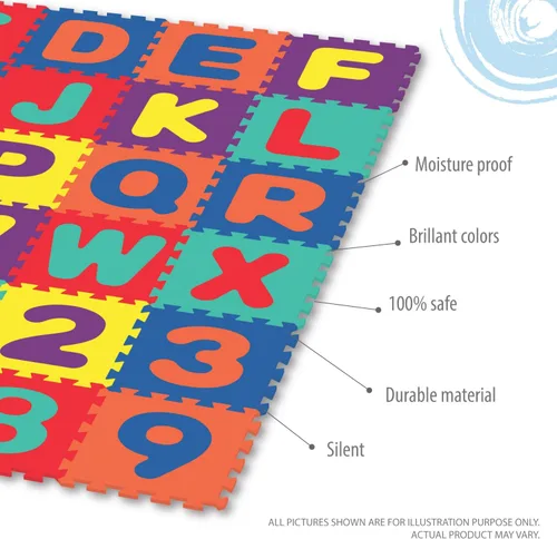 Miniatura 5 de Deke Home - Tapete de juego de espuma del alfabeto para niños, 36 azulejos de EVA entrelazados, tapete de piso de 72 x 72 pulgadas con letras