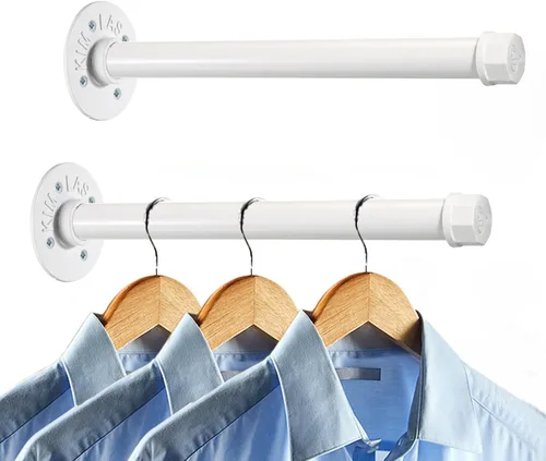 Miniatura 13 de Sumnacon 2 Piezas Barra de Ropa de Tubo Industrial de 5.9 Pulgadas – Perchero de Metal Rústico de Servicio Pesado con Tornillos, Soporte para Ropa