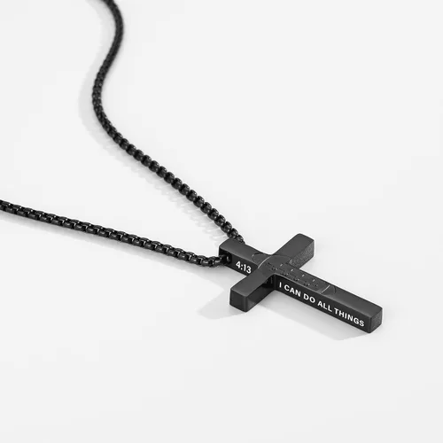 Miniatura 2 de Collar de cruz con versículo bíblico de fútbol para niños y hombres, cadena con colgante de acero inoxidable, joyería de regalo para hijo, niños