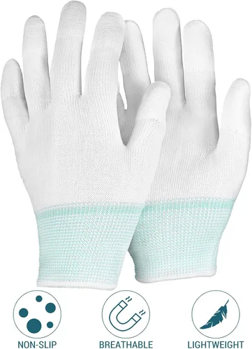 Miniatura 3 de SATINIOR 12 pares de guantes de acolchado con agarre a máquina, guantes de acolchado para movimiento libre (tamaño mediano, verde)