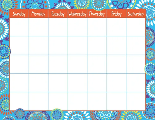 Miniatura 2 de Barker Creek Tabla de calendario, rayas anchas, calendario en blanco con 35 cuadrados para fechas, columnas etiquetadas por día de la semana