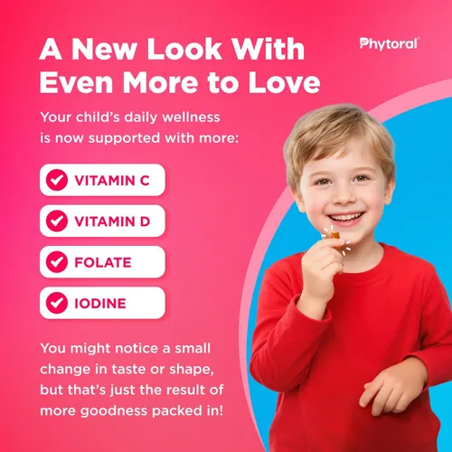 Miniatura 5 de Phytoral Gomitas multivitamínicas masticables para niños, vitaminas gomosas para apoyar el estado de ánimo, impulso de energía natural y apoyo