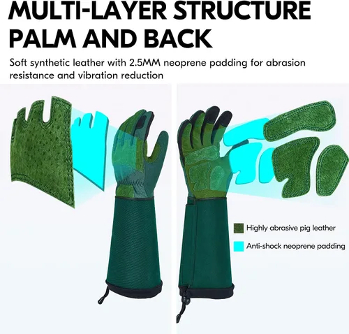 Miniatura 4 de Vgo... 1 par de guantes de jardinería, guantes de trabajo de seguridad, guantes de manga larga, a prueba de pinchazos, a prueba de espinas, pantalla