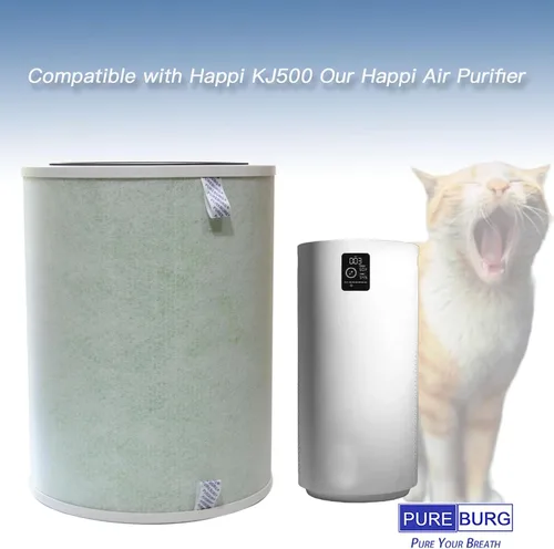 Miniatura 2 de PUREBURG Filtro de repuesto compatible con Happi KJ500, nuestro purificador de aire Happi, True HEPA y carbón activado, filtración multicapa