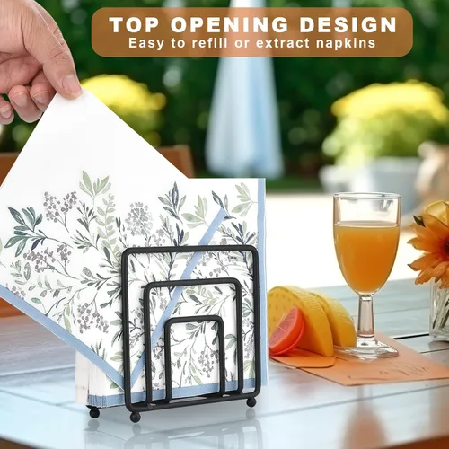 Miniatura 4 de Servilletero para mesa, moderno soporte de servilletas de metal negro para mesas de comedor y encimeras, dispensador de servilletas de cóctel