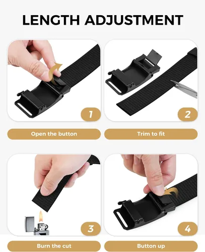 Miniatura 5 de Cinturón de trinquete elástico para hombres, cinturón de trabajo táctico de nailon casual, hebilla ajustable