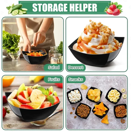 Miniatura 3 de Sliner 100 Piezas Cuencos de Plástico Cuadrados 8 oz Cuencos de Servir de Plástico Desechables Contenedores de Chips para Fiestas, Contenedores