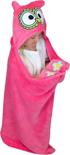 Miniatura 18 de Manta con capucha portátil Lazy One para niños, manta con capucha de animales (lobo)